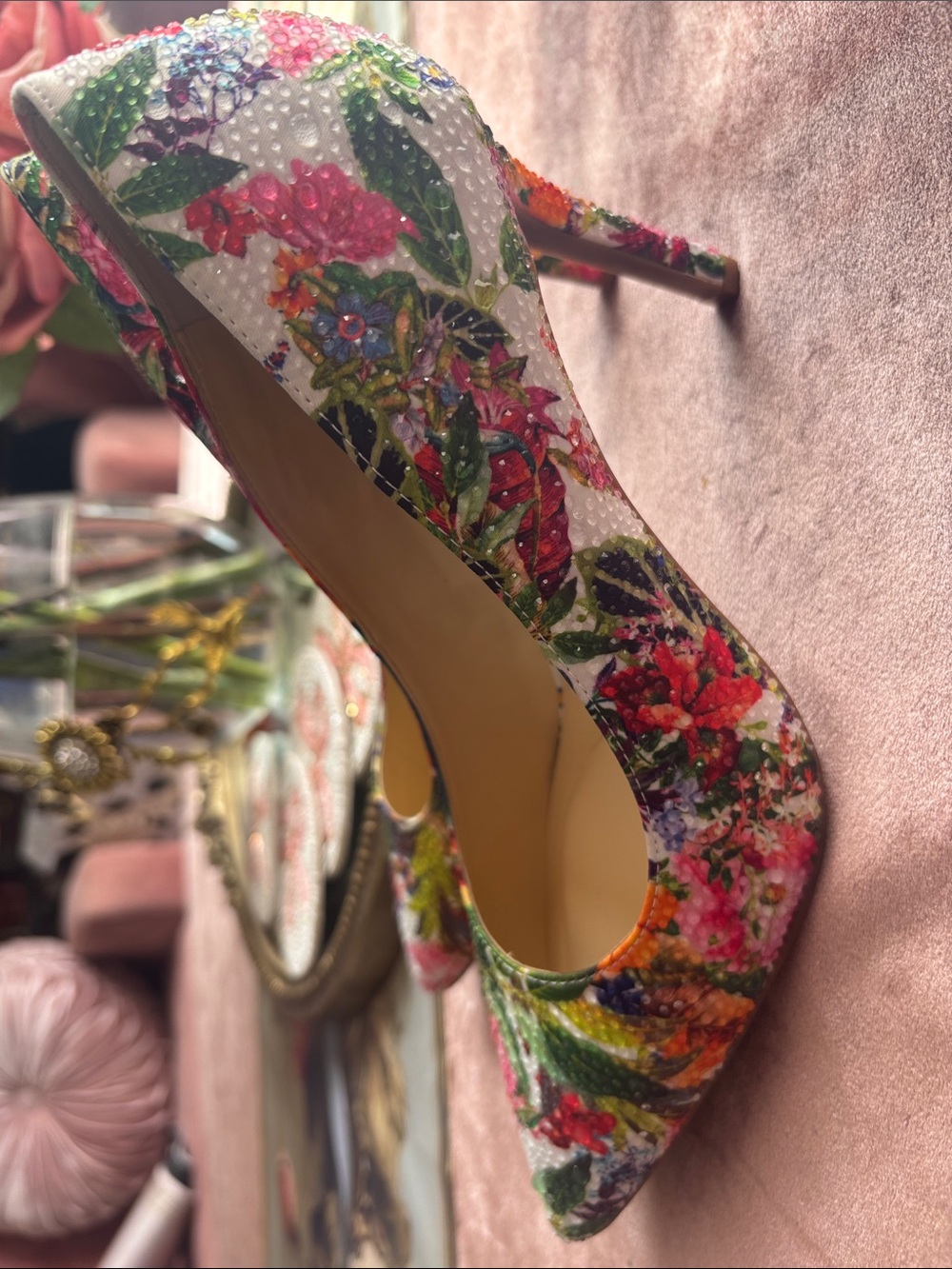 Jessica Simpson White Floral Pointed-Toe Stiletto Pumps Size 7 - Picture 2 of 2